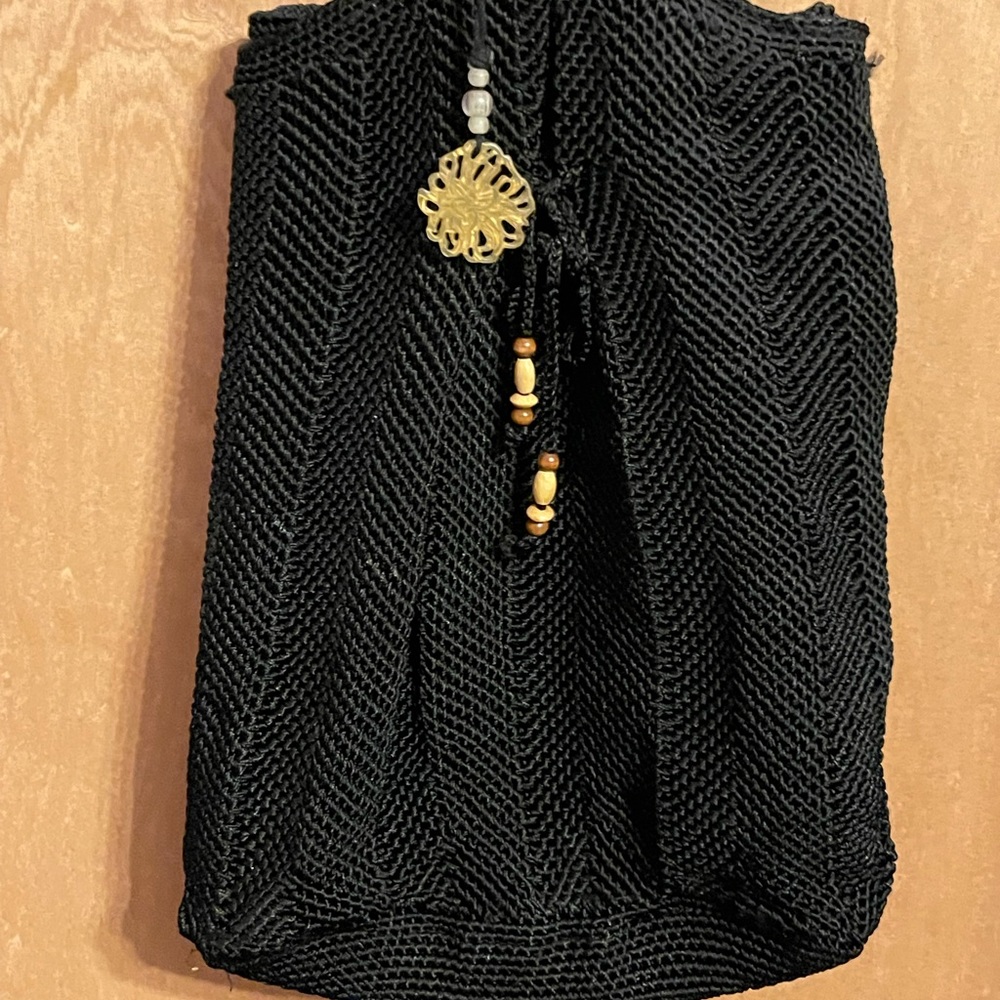 Black Liz Claiborne crochet backpack handbag